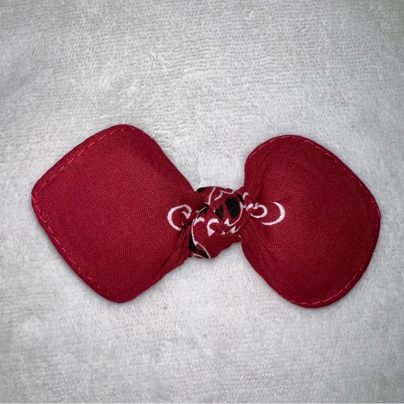 Deep Red Paisley Rockabilly Bandana Knotted Hair Bow - Picture 7 of 11